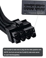 Load image into Gallery viewer, COMeap PCIE Cable for EVGA, PCIe 8 Pin Male to Dual PCIe 8 Pin (6+2) Male GPU Power Cable for EVGA Power Supply 25-inch(63cm) Black