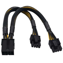 Load image into Gallery viewer, COMeap 8 Pin PCIe Splitter Cable, GPU VGA PCIe Female to Dual 8 Pin (6+2) Male PCI Express Power Adapter Braided Extension 9 inches (23cm)