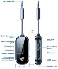 Load image into Gallery viewer, KAIY Airplane Bluetooth Adapter for 2 AirPods Headphones, Bluetooth Transmitter for TV Headphones Dual Link, 3.5mm Aux to Adapter for PC/Car/Gym/Home Stereo, Wireless 5.4 Audio Transmitter Receiver