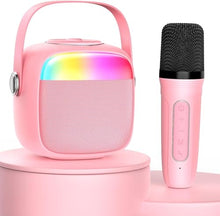 Load image into Gallery viewer, HWWR Karaoke Machine for Kids & Adults, Mini Portable Bluetooth Speaker with Microphones, Home Party Karaoke Speaker Support SD Card/USB, Gift for Brithday, and Toys for Girls/Boys