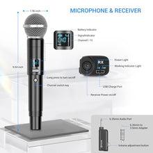 Load image into Gallery viewer, FDUCE W30 Wireless Microphone,UHF Dynamic Handheld Microphone,Rechargeable Receiver with Volume Adjustment Button,for Karaoke,Singing,Family Party(200ft)