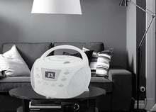 Load image into Gallery viewer, HANNLOMAX HX-332CD Portable CD Boombox, PLL FM Radio, Bluetooth, LCD Display, Aux-in, AC/DC Dual Power Source (White)