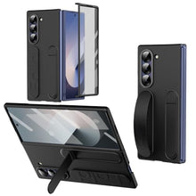 Load image into Gallery viewer, XIMAND for Samsung Galaxy Z Fold 7 Protect Case with Wristband Stand,Bulit-in Screen & Lens Protection Shockproof Full Body Drop Fall Protection.(Black)