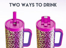 Load image into Gallery viewer, Meoky 40 oz Tumbler with Handle and Flip Straw, 100% Leakproof Tumbler with Lid and Straw, Stainless Steel Insulated Cup, Cupholder Friendly, Keeps Cold for 34 Hours (Celebration)