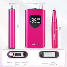 Load image into Gallery viewer, Lavinda Portable Nail Drill Professional, 35000 RPM Rechargeable, Electric Nail File Machine for Acrylic Nails, Gel Polishing, and Removing, Cordless Nail Drill for Salon and Home Use (Viva Magenta)