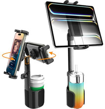 Load image into Gallery viewer, Wukanleng Car Cup Holder Tablet Mount, Tablet Holder for Car Bottle with Stabilize Metal Telescopic Arm for Car SUV Truck Hand Free Compatible with iPad Pro 12.9 Air Mini, Galaxy Z, 4-13" Devices