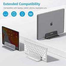 Load image into Gallery viewer, OMOTON Vertical Laptop Desktop Stand Holder with Adjustable Dock Size, Aluminum , Fits All MacBook, Surface, Chromebook and Gaming Laptops (Up to 17.3 inches), Black