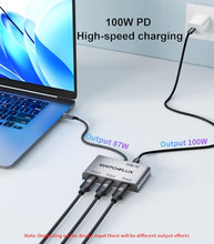 Load image into Gallery viewer, SWITCHFLUX USB C to 3 × HDMI Adapter |4K60Hz HDMI Splitter Extended Display 1 in 3 Out MST Hub with 100W PD for Multiple Monitors Converter Compatible with Laptop,PC,USB-C Graphics Card