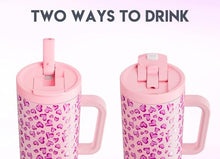 Load image into Gallery viewer, Meoky 40 oz Tumbler with Handle and Flip Straw, 100% Leakproof Tumbler with Lid and Straw, Stainless Steel Insulated Cup, Cupholder Friendly, Keeps Cold for 34 Hours (Love)