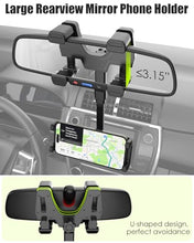 Load image into Gallery viewer, Wukanleng Car Rear View Mirror Tablet Holder, RearView Mirror Phone Mount with Universal 360 ° Rotatable Retractable Arm for Car SUV Truck Fits iPad Pro 12.9/Air/Mini, Galaxy Z, Garmin, 4-13'' Devices