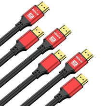 Load image into Gallery viewer, jojobnj HDMI Cable 10FT 3-Pack, 48Gbps 8K@60Hz 4K@120Hz, HDCP 2.2 & 2.3, DTS:X, HDR 10 Compatible with Roku TV/eARC/3D/PS5/HDTV/Laptop/Blu-ray High Speed HDMI Cable(Red)