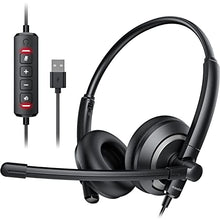 Load image into Gallery viewer, awatrue EH05-U Wired USB Headset with Noise Cancelling Microphone for PC Laptop - Headphones with In-Line Control, Lightweight, Enhanced Sound & MIC Mute