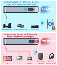 Load image into Gallery viewer, KAIY Bluetooth 5.3 Transmitter Receiver, Bluetooth Transmitter for TV/AirPods/Headphone/Airplane, Aux Wireless Adapter for Car, Audio Receiver for Home Stereo/Car Stereo/Speakers