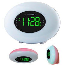 Load image into Gallery viewer, HANNLOMAX HX-162CR AM/FM PLL Radio with Alarm Clock, RGB Mood Light (7 Colors) and Dynamic Mode, 1" LED Display with dimmer Function, AC Operation only (Pink)