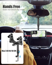 Load image into Gallery viewer, Wukanleng Tablet Holder for Car Rear View Mirror, Retractable Rearview Mirror Phone Mount, 360°Rotatable GPS Holder Stand Compatible with iPad Pro 12.9 Air Mini, Samsung Galaxy Z, 4-12.9" Devices