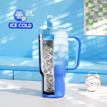 Load image into Gallery viewer, Meoky 32 oz Tumbler with Handle and Flip Straw, 100% Leakproof Tumbler with Lid and Straw, Stainless Steel Insulated Cup, Cupholder Friendly, Keeps Cold for 24 Hours (Sky)