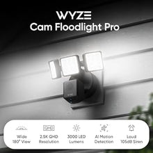 Load image into Gallery viewer, WYZE Floodlight Camera Pro, PCMag Editors' Choice, 3000-Lumen LEDs, 180° Wide View, 2.5K HD Outdoor Security Camera, Motion Detection, Color Night Vision, Works with Alexa & Google