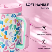 Load image into Gallery viewer, Meoky 32 oz Tumbler with Handle and Flip Straw, 100% Leakproof Tumbler with Lid and Straw, Stainless Steel Insulated Cup, Cupholder Friendly, Keeps Cold for 24 Hours (Leopard)