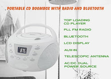 Load image into Gallery viewer, HANNLOMAX HX-332CD Portable CD Boombox, PLL FM Radio, Bluetooth, LCD Display, Aux-in, AC/DC Dual Power Source (White)