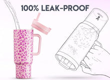 Load image into Gallery viewer, Meoky 40 oz Tumbler with Handle and Flip Straw, 100% Leakproof Tumbler with Lid and Straw, Stainless Steel Insulated Cup, Cupholder Friendly, Keeps Cold for 34 Hours (Love)