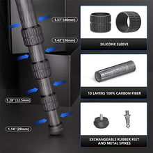 Load image into Gallery viewer, Carbon Fiber Tripod WEYLLAN LX9 Professional Heavy Duty Tripod for Camera, with 75mm Bowl and Adapter, 40mm Leg Tube, 10 Layers Carbon Fibre Bowl Tripods Camera Max Load 88lbs/40kg