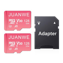 Load image into Gallery viewer, JUANWE 128GB Micro SD Card 2 Pack microSDXC Memory Card with SD Adapter C10 U3 A1 V30 Memory Card TF Card Pink, 128GB