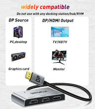 Load image into Gallery viewer, SWITCHFLUX DisplayPort to Dual HDMI with DP Adapter |4K@60Hz| Extended Display 1 in 3 Out MST Hub for Multiple Monitors Compatible with PC,NVIDIA/AMD Graphics Card