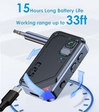 Load image into Gallery viewer, Airplane Bluetooth Adapter for AirPods Headphones, Bluetooth Transmitter for TV/PC/Gym, 3.5mm Audio Receiver for Home Stereo/Old Speaker/Car Handsfree Call, KAIY Wireless Transmitter Receiver 2 in 1