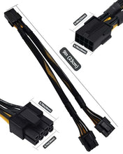 Load image into Gallery viewer, COMeap 8 Pin PCIe Splitter Cable, GPU VGA PCIe Female to Dual 8 Pin (6+2) Male PCI Express Power Adapter Braided Extension 9 inches (23cm)