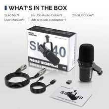 Load image into Gallery viewer, FDUCE SL40 USB/XLR Dynamic Microphone for Podcasting, Gaming, Live Streaming and Recording, Built-in Headphone Output, LED Mute Button, All Metal, Voice Isolation Technology