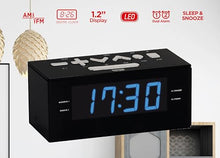 Load image into Gallery viewer, HANNLOMAX HX-144CR Alarm Clock Radio, PLL AM/FM Radio, 1.2" LED Display, Digital Clock with Dual Alarm, AC Operation only. (Black_Blue LED)