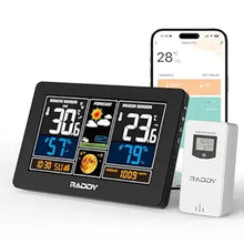 Load image into Gallery viewer, Raddy N75 Wi-Fi Weather Station, 7.5" Wireless Indoor/Outdoor Thermometer, Home Weather Thermometer with APP Control, Network Time, Weather Forecast, Frost Alert, Adjustable Brightness