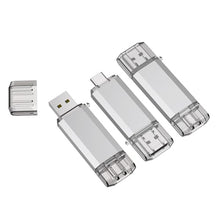 Load image into Gallery viewer, RAOYI 3 Pack 32GB USB C Flash Drive, 2 in 1 USB 3.0 Type C Dual OTG Metal Thumb Drive Jump Drive Memory Stick with Keychain Suitable for USB-C Smartphones, MacBook, Computers and Tablets (Silver)