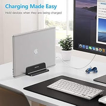 Load image into Gallery viewer, OMOTON Vertical Laptop Desktop Stand Holder with Adjustable Dock Size, Aluminum , Fits All MacBook, Surface, Chromebook and Gaming Laptops (Up to 17.3 inches), Black