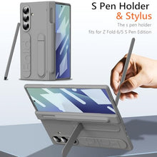Load image into Gallery viewer, YQODSZ Finger Strap for Samsung Galaxy Z Fold 7 Case with S Pen Holder & Stylus, Z Fold7 Hand Strap Case Kickstand Full Coverage Screen Protector Hinge Protection Wristband Case for Z Fold 7 Grey