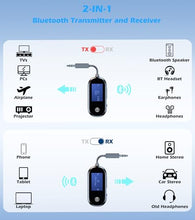 Load image into Gallery viewer, Airplane Bluetooth Adapter for Headphones, Bluetooth Transmitter for TV/PC/Flight/Gym, Wireless Music Audio Receiver for Speaker/Home Stereo/Car, KAIY Wireless 5.3 Transmitter Receiver AUX Adapter