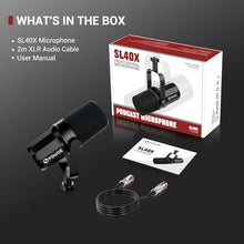 Load image into Gallery viewer, FDUCE XLR Dynamic Microphone for Vocal Recording, Podcasting, Gaming, Live Streaming&Broadcasting, All Metal Cardioid Mic, Voice-Isolating Technology SL40X