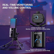 Load image into Gallery viewer, FDUCE Gaming USB Microphone for PC,RGB Condenser Computer Mic with Tripod Stand,Quick Mute,Gain Control,Cardioid Mic for Streaming, Podcast, Twitch, YouTube, PC, Computer, PS5, (M160)