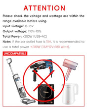 Load image into Gallery viewer, YSOLX 200W Car Power Inverter, DC 12V to 110V AC Inverter, Car Char?er Adapter with 20W USB-C/USB-QC(18W)/4.8A Dual USB/Dual AC Outlet, Car Plu? Adapter Outlet for Laptop/Road Trip