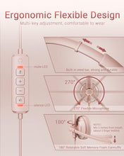 Load image into Gallery viewer, awatrue Computer USB Headset with Microphone for PC Laptop - WiredHeadphones with in-Line Control, Lightweight, Enhanced Sound & MIC Mute(Pink)