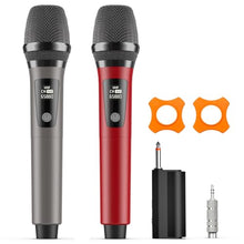 Load image into Gallery viewer, HWWR Wireless Microphones, Professional Dual Karaoke Microphones, Wireless Dynamic Microphone System Set with Rechargeable Receiver for Home Party, Speech, Wedding, Church, PA System