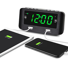Load image into Gallery viewer, HANNLOMAX HX-146CR Alarm Clock Radio, PLL FM Radio, Dual Alarm, 1.2" Green LED Display, Bluetooth, 1 USB Port for 2.4A Charging and 1 USB Port 1A Charging/MP3 Playback (Black)