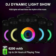 Load image into Gallery viewer, Pro Audio Certified Karaoke Machine with 3 Mics, 24H Playtime Portable Bluetooth 5.3 Party Speakerw/DJ Light & Bass Boost, All-in-1 Home Entertainment System for Adults/Kids, Indoor/Outdoor Gathering