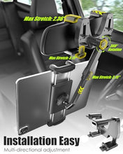 Load image into Gallery viewer, Wukanleng Car Rear View Mirror Tablet Holder, RearView Mirror Phone Mount with Universal 360 ° Rotatable Retractable Arm for Car SUV Truck Fits iPad Pro 12.9/Air/Mini, Galaxy Z, Garmin, 4-13'' Devices