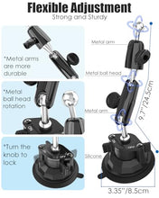 Load image into Gallery viewer, Wukanleng Windshield Car Tablet Holder with Aluminum Arm, Dashboard Tablet Mount with Suction Cup for Truck Car SUV Business Vehicle Fits iPad Pro 13/12.9/Air/Mini, Galaxy Z Fold, 4-13" Devices
