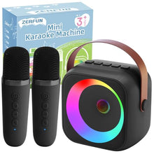 Load image into Gallery viewer, ZERFUN Mini Karaoke Machine Microphone for Kids Adults, Wireless Microphones Rechargeable with Bluetooth Speaker, Toys Gifts Presents for Girls Boys Toddler Birthday Christmas, Black
