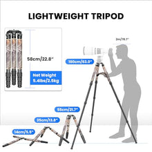 Load image into Gallery viewer, Carbon Fiber Heavy Duty Tripod for Camera, WEYLLAN LX9G Camera Bowl Tripod with 40mm Leg Camouflage Sleeve 10-Layer Carbon Fibre Professional Camcorder Tirpod for Telephoto Lens Max Load 88lbs/40kg