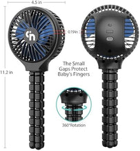 Load image into Gallery viewer, HomeLifairy Battery Operated Stroller Fan Flexible Tripod Clip On Fan with 3 Speeds and Rotatable Handheld Rechargeable Personal Portable Fan for Baby Car Seat Crib Bike Treadmill (Black)