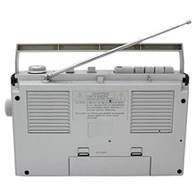 Load image into Gallery viewer, HANNLOMAX HX-601K Portable AM/FM Radio Cassette Recorder with Bluetooth, Records from Built-in Mic or Radio, Headphone Jack, AC/DC Operation. (Silver)