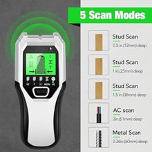 Load image into Gallery viewer, Stud Finder Wall Scanner 5 in 1 Multifunctional Upgraded Smart Wall Scanner, Stud Sensor Beam Detector with Battery for Wood Metal and AC Wire Detection, Comes with HD LCD Display and Audio Alarm